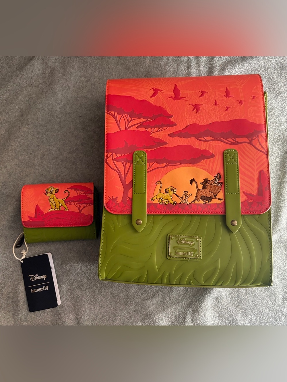 Loungefly the Lion King Simba Timon & Pumba Mini Backpack and Wallet Bundle